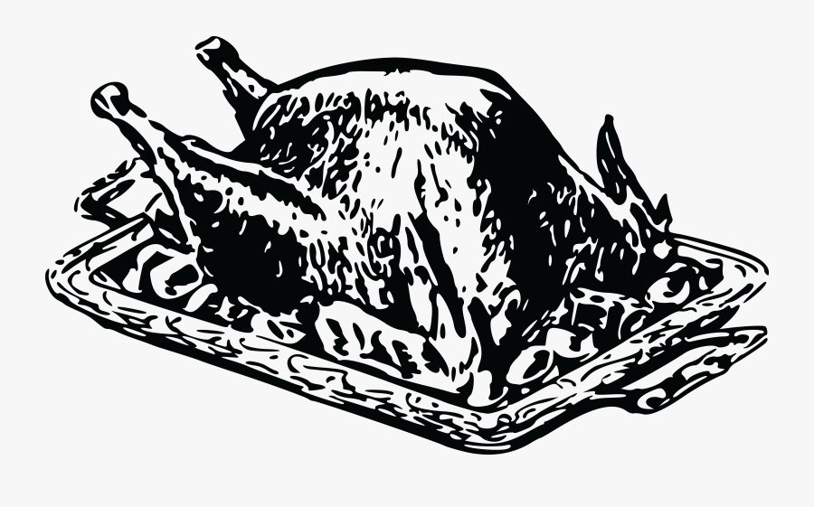 Free Clipart Of A Roasted Turkey - Clipart Black And White Picture Of A Meat, Transparent Clipart