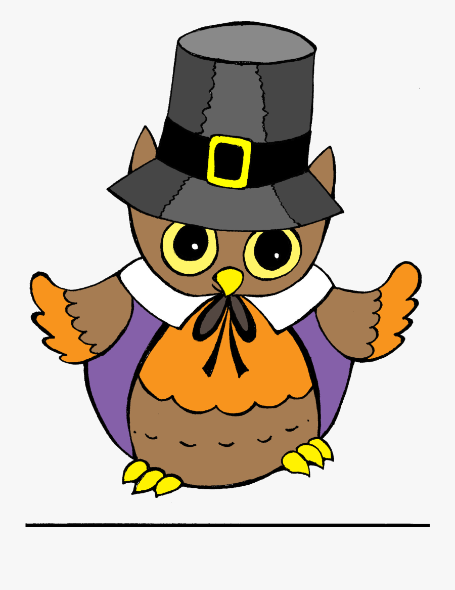 Pilgrim Owl Thanksgiving Clipart - Cartoon, Transparent Clipart