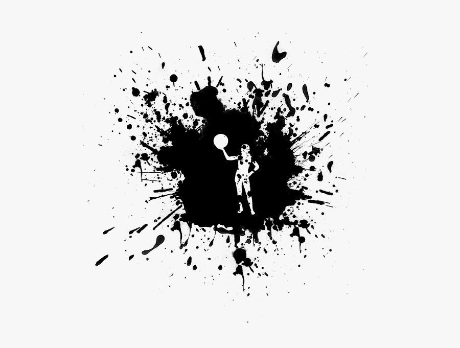 Volleyball Clipart Of A Black Ink Splatter With A White - Black Paint Splatter, Transparent Clipart