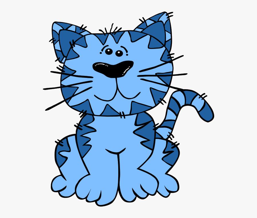Blue Cat Clipart - Cartoon Cat With Transparent Background, Transparent Clipart