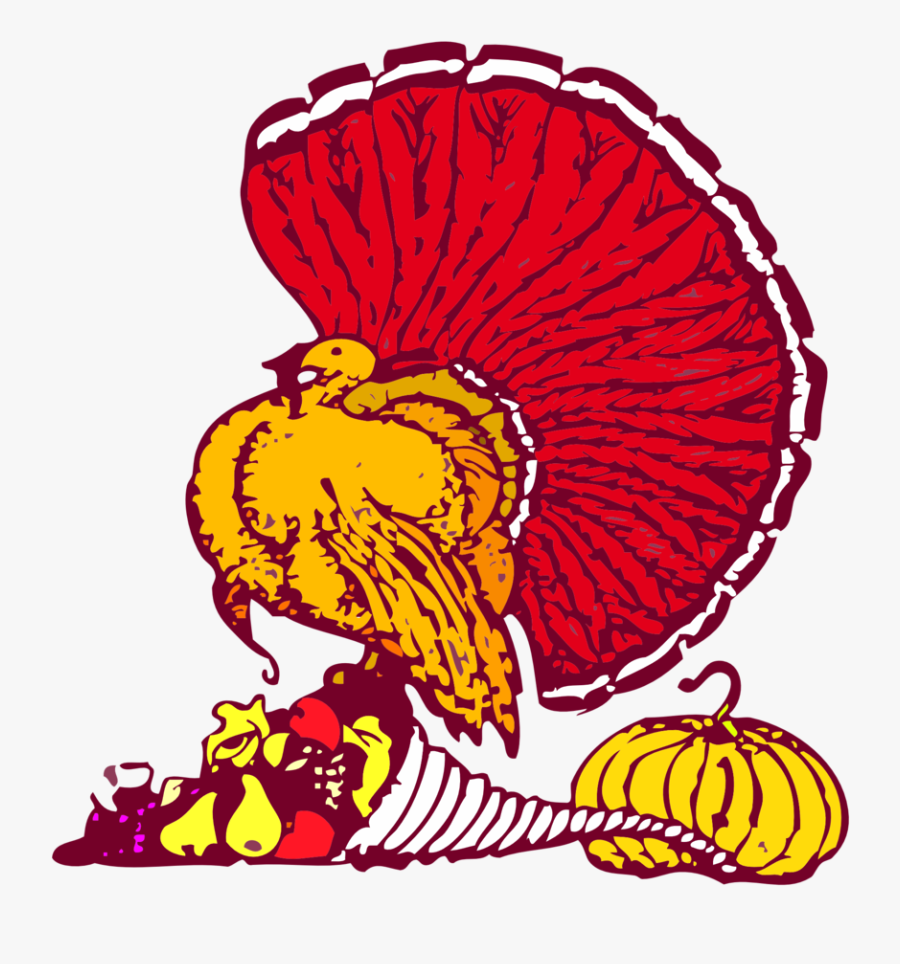 Thanksgiving Turkey And Harvest - Cornucopia Turkey Free Png, Transparent Clipart