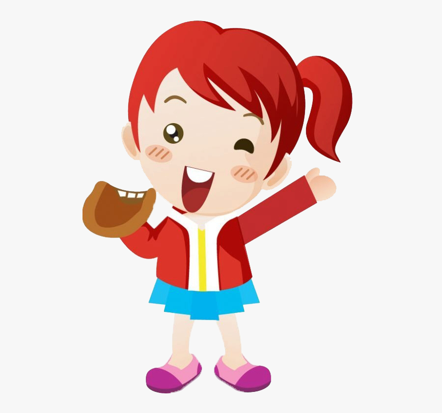 Girl Playing Baseball Clipart - Caricatura Niños Jugando, Transparent Clipart