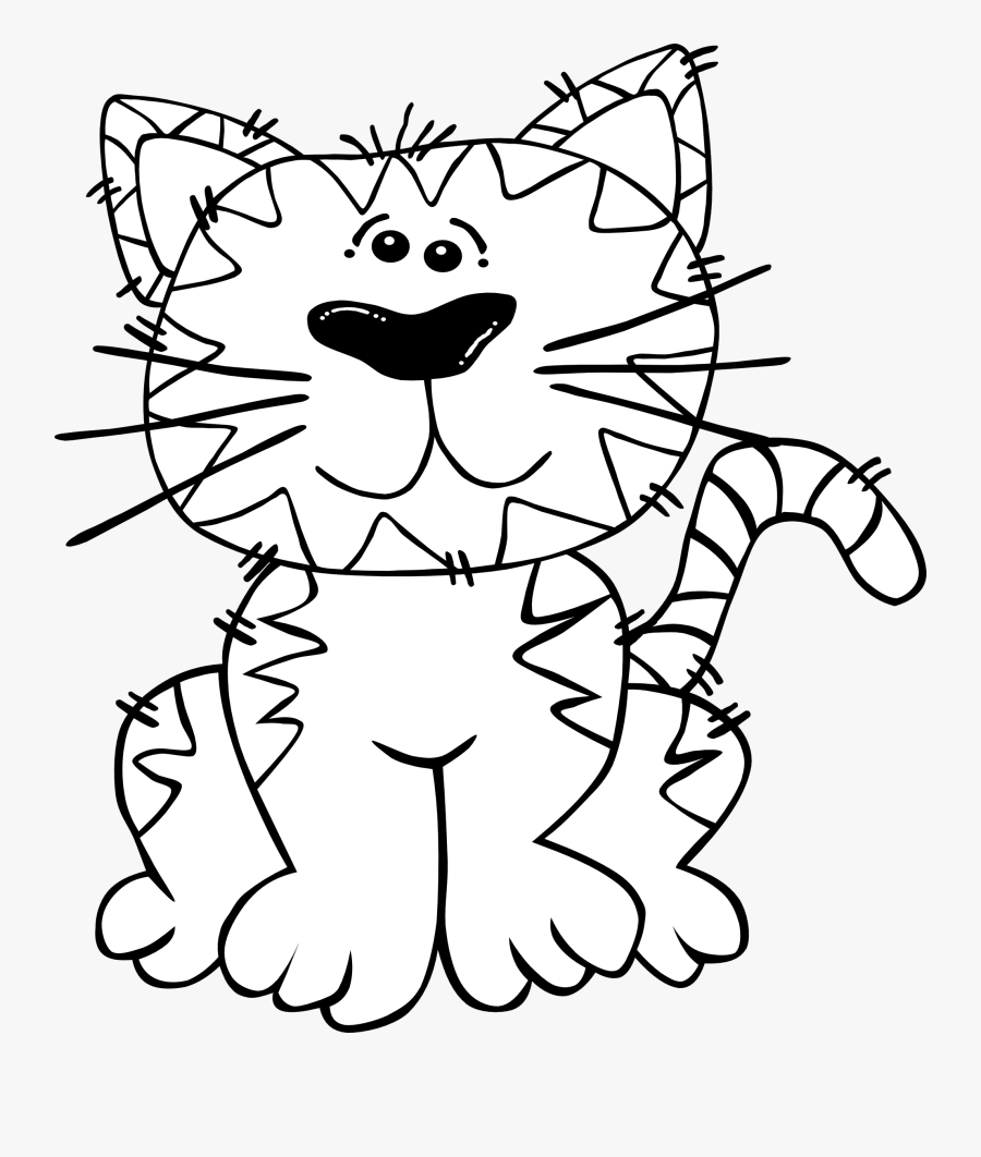 Cartoon Cat Clip Art Black And White, Transparent Clipart