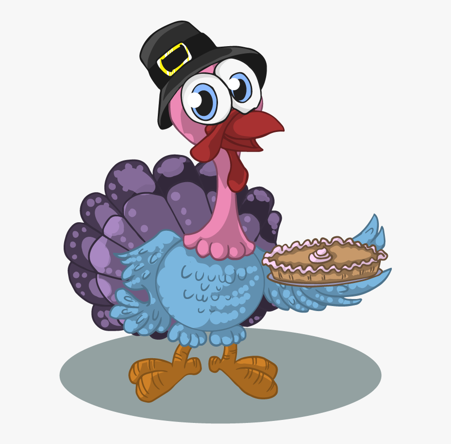 Free Thanksgiving Turkey Clipart - Turkey Cartoon Holding Pie, Transparent Clipart