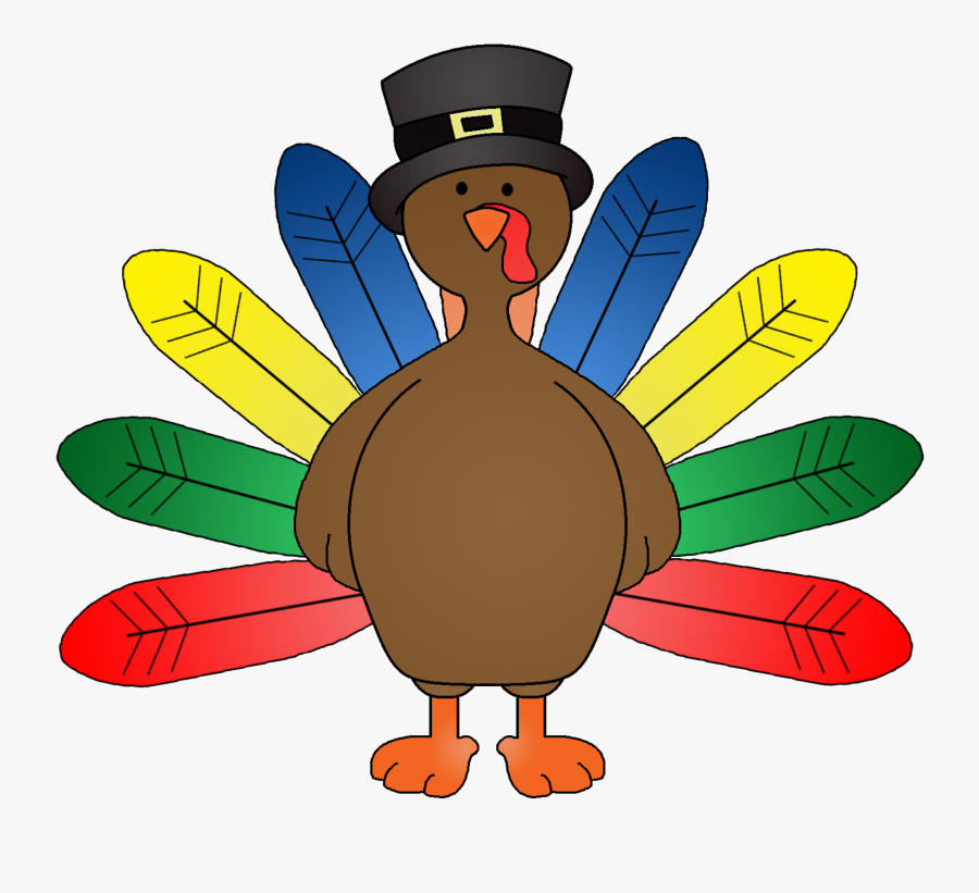 Turkey Black And White - Turkey With Colored Feathers, Transparent Clipart