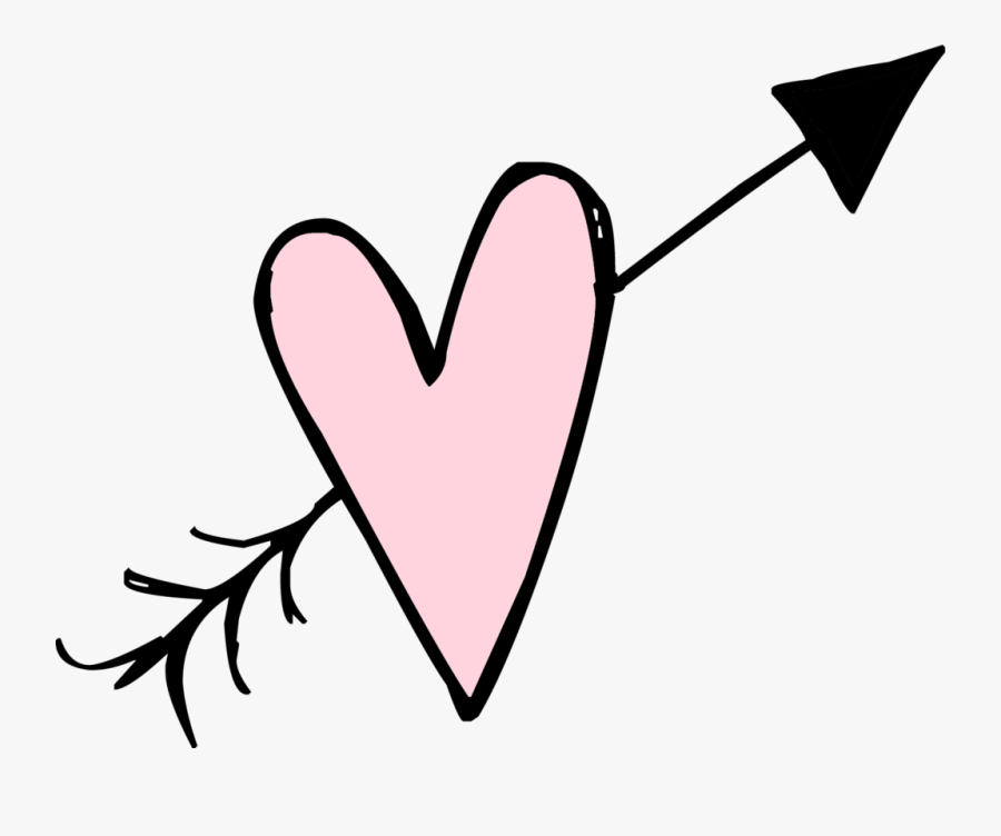 Arrow Clipart Doodle - Pink Heart With Arrow, Transparent Clipart