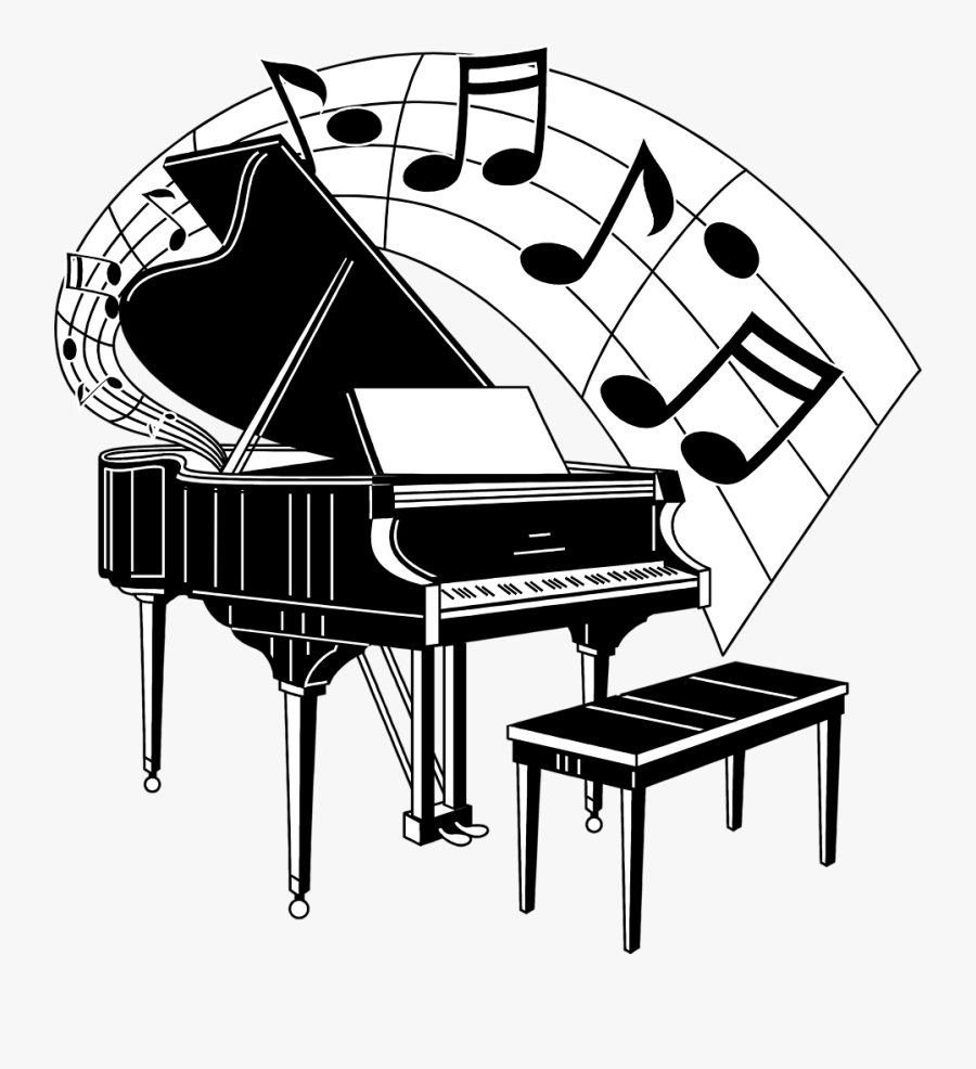Piano With Music Notes, Transparent Clipart