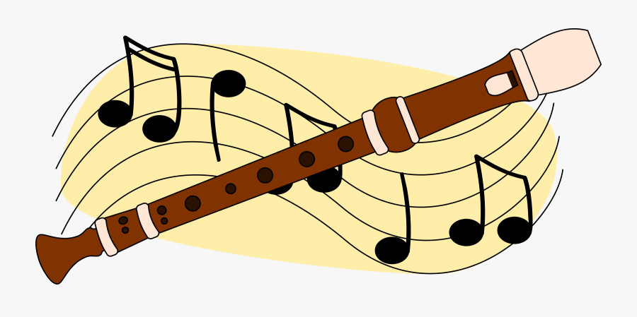 Free Flute With Music Staff Clip Art - Recorder Music Clipart, Transparent Clipart