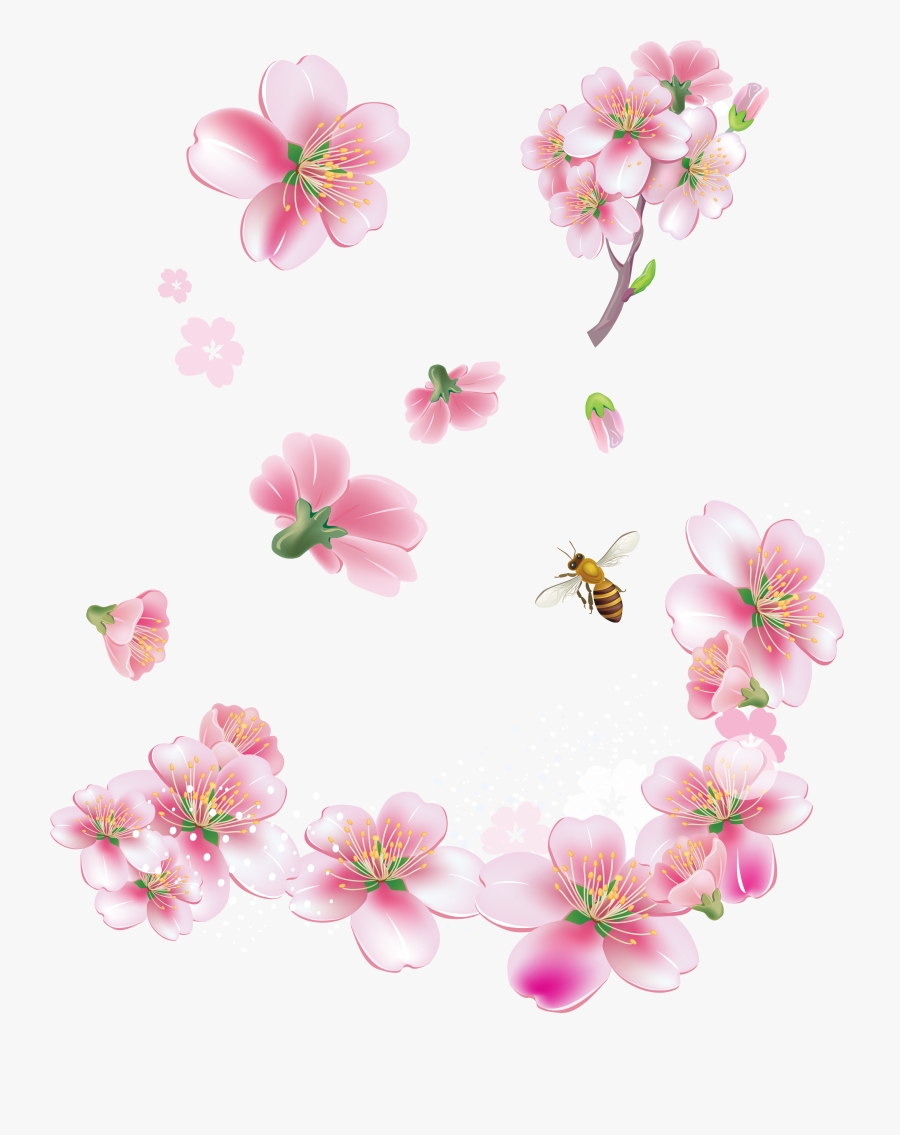 Pink Flowers Clip Art - Transparent Pink Blossoms Png, Transparent Clipart