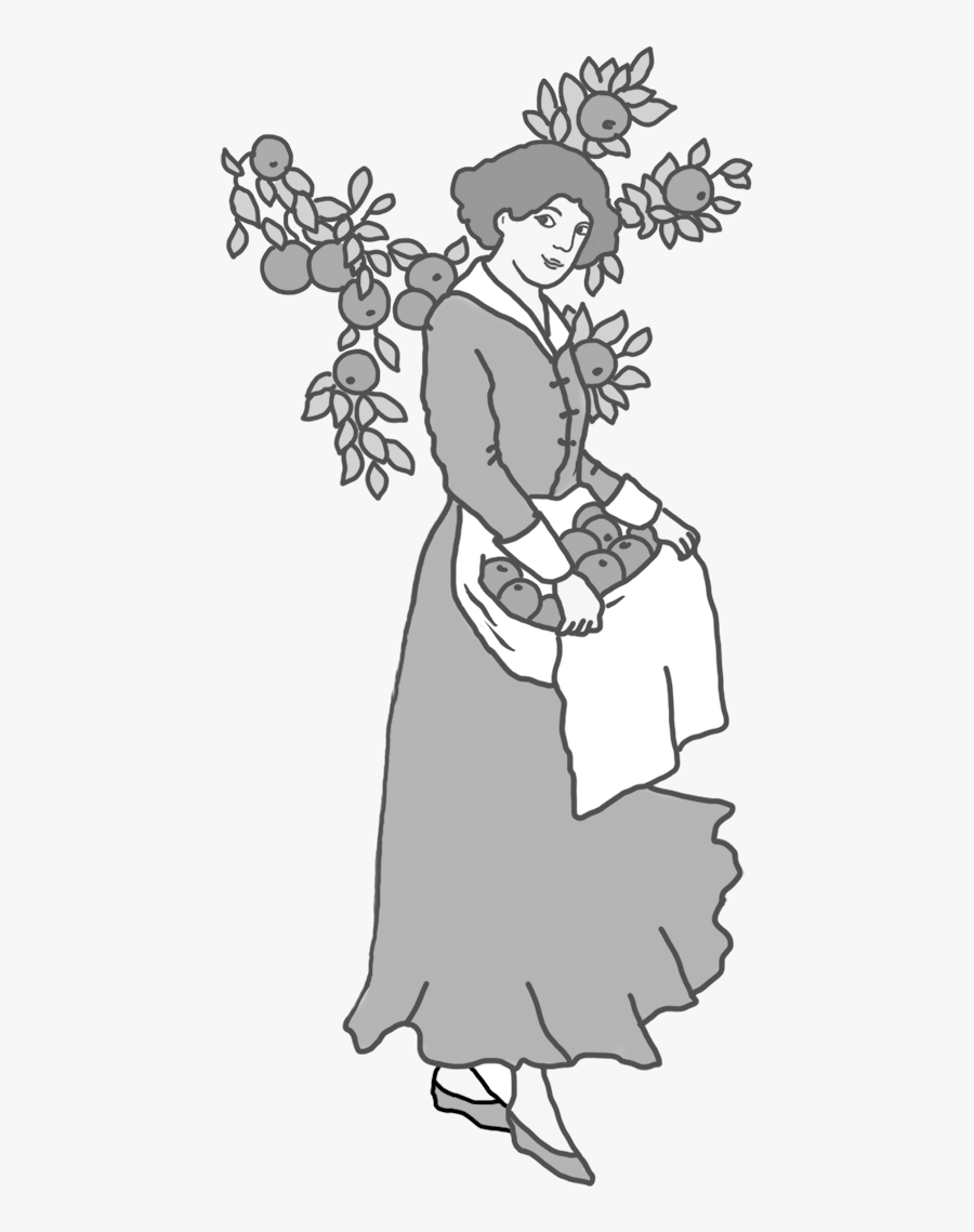 Thanksgiving Drawing Woman With Apples - Illustration, Transparent Clipart