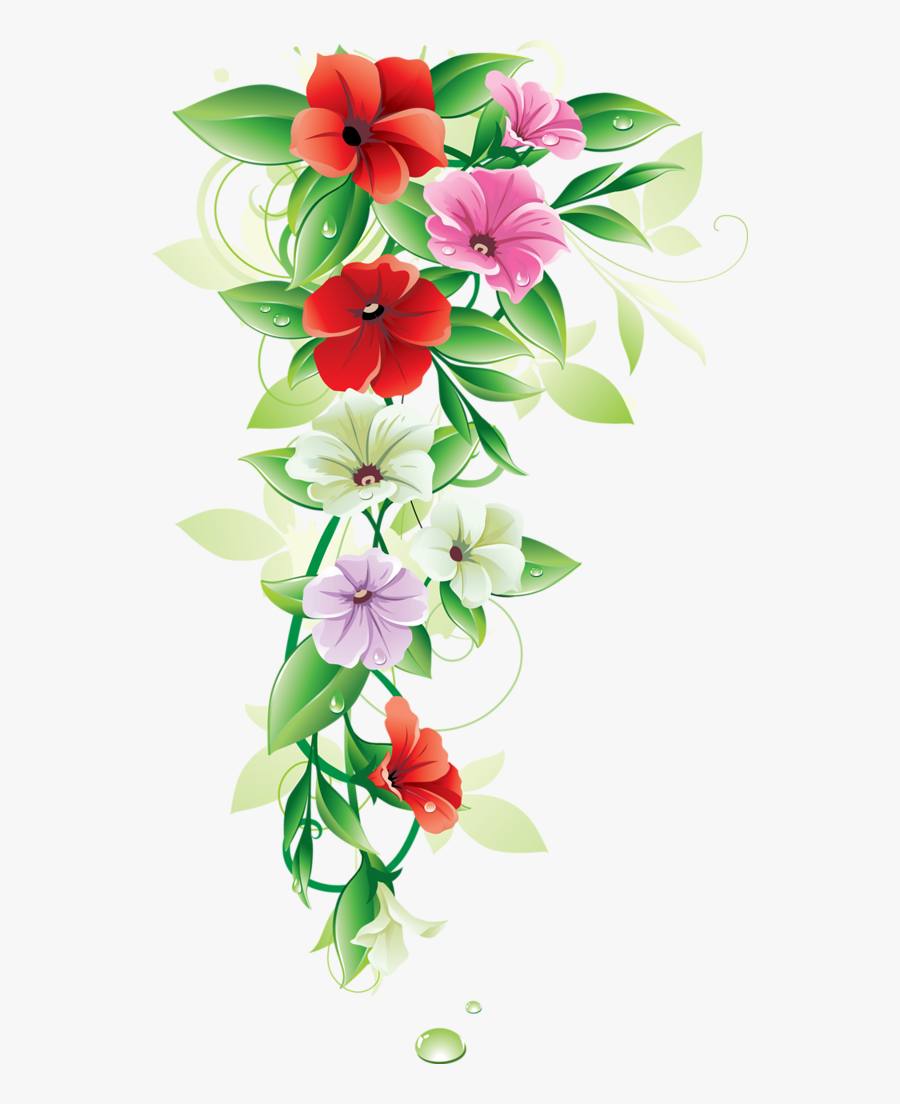 Free Vintage Flower Clip Art A Preview - Side Design Floral Png, Transparent Clipart