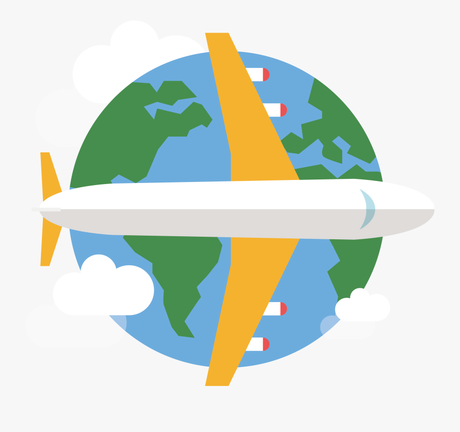 Clipart Globe Airplane - Airplane Flying Travel Clipart, Transparent Clipart
