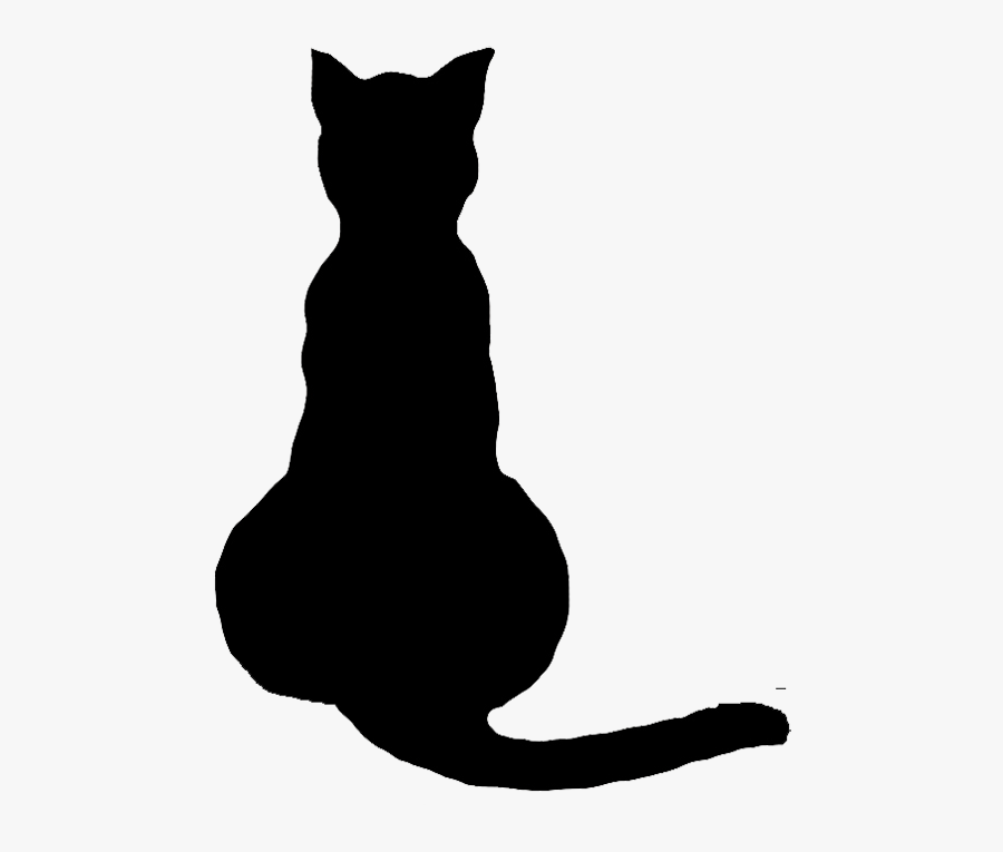 Black Cat Clipart Dog Face Pencil And In Color Black - Sitting Cat Silhouette From Back, Transparent Clipart