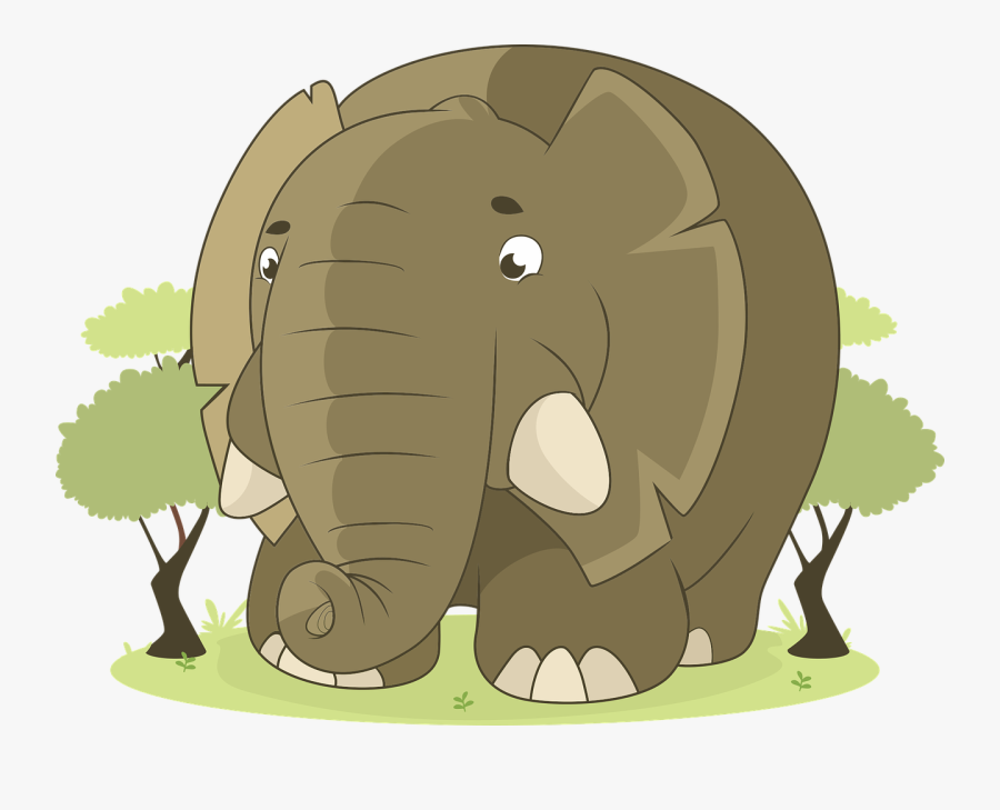 Grass Elephant Clipart - Animales De La Selva Caricatura Png, Transparent Clipart