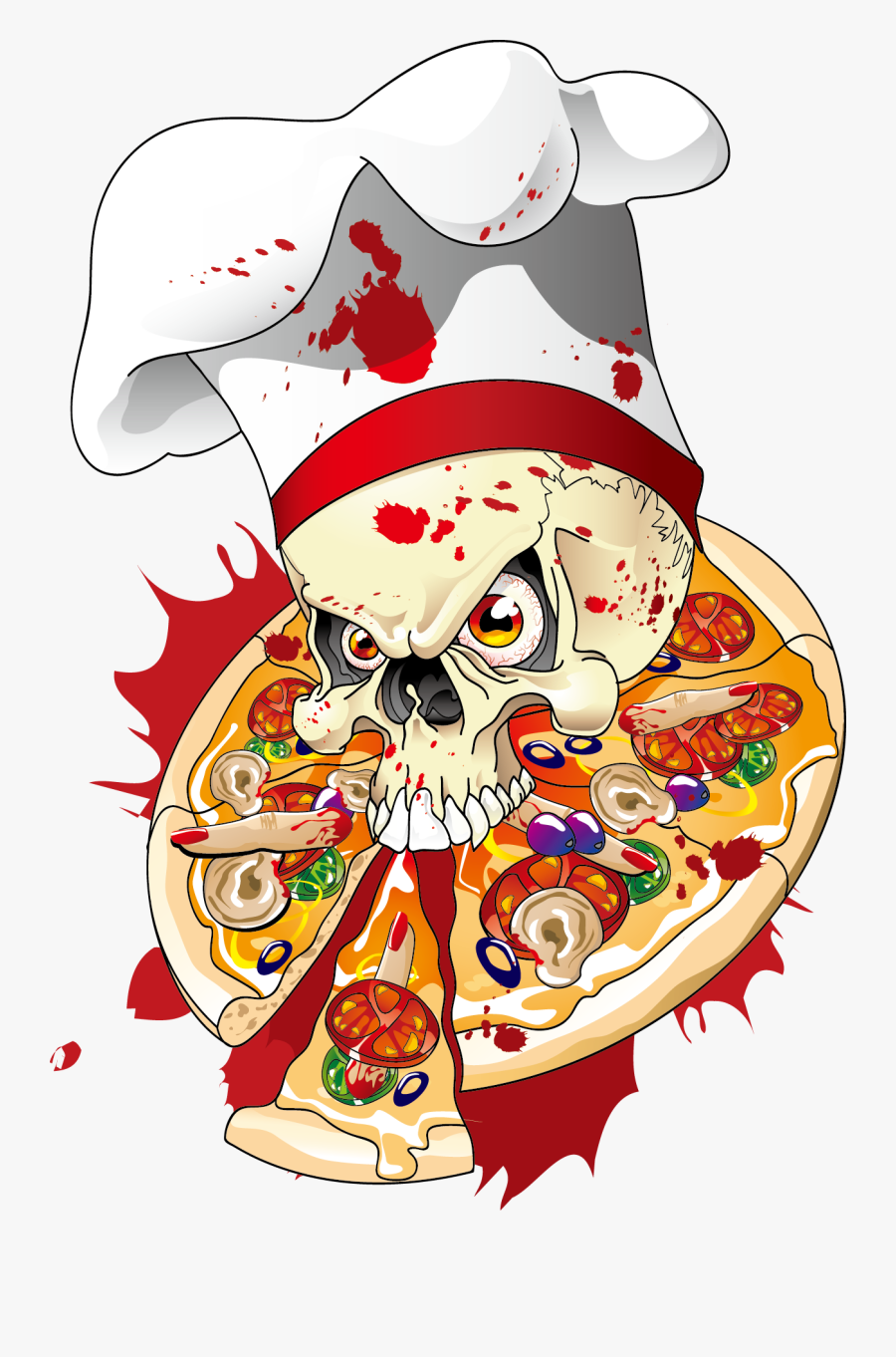 On Skull Illustration Delivery The Pizza Clipart - Pizza Clipart Png, Transparent Clipart