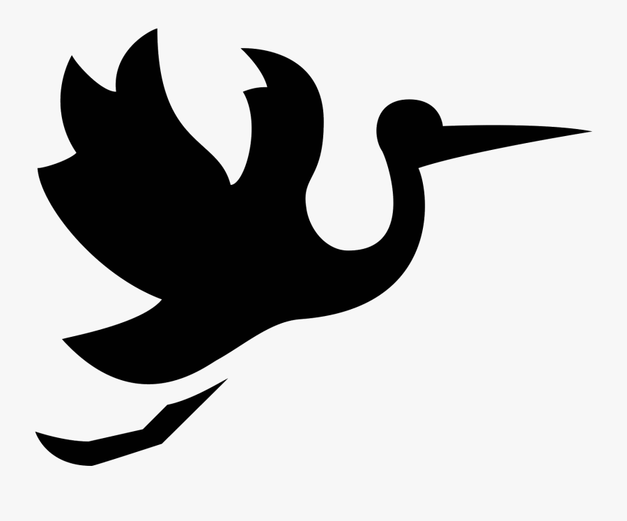 Flying Stork Icon - Stork Baby Vector Black, Transparent Clipart