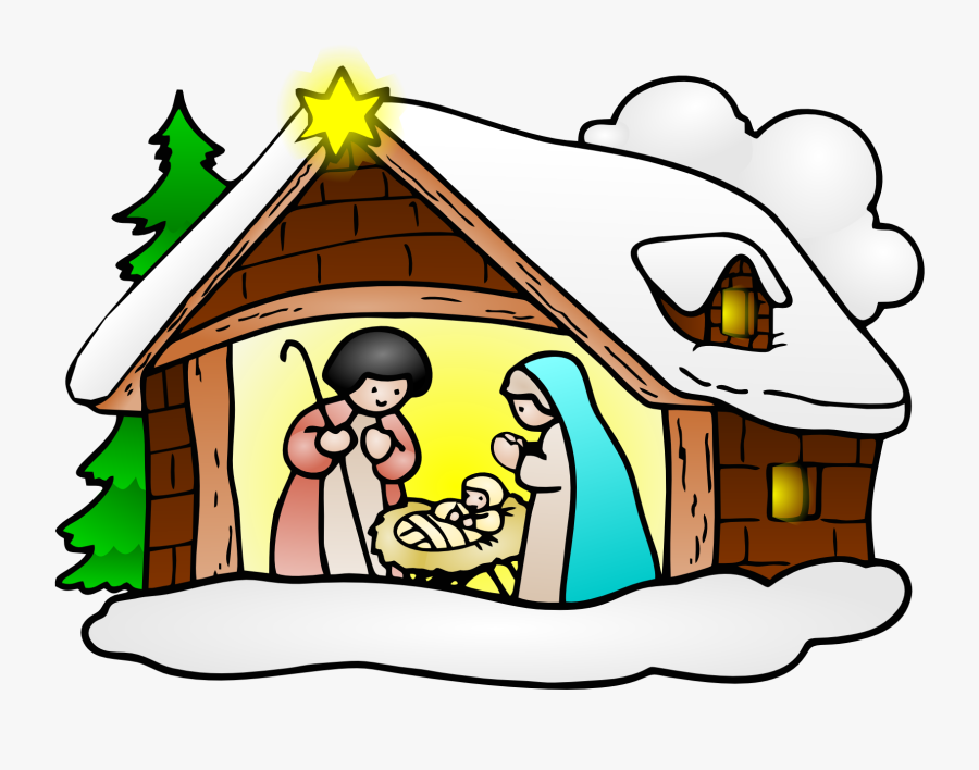 Christmas Tree Clipart Religious - Nativity Christmas Public Domain, Transparent Clipart