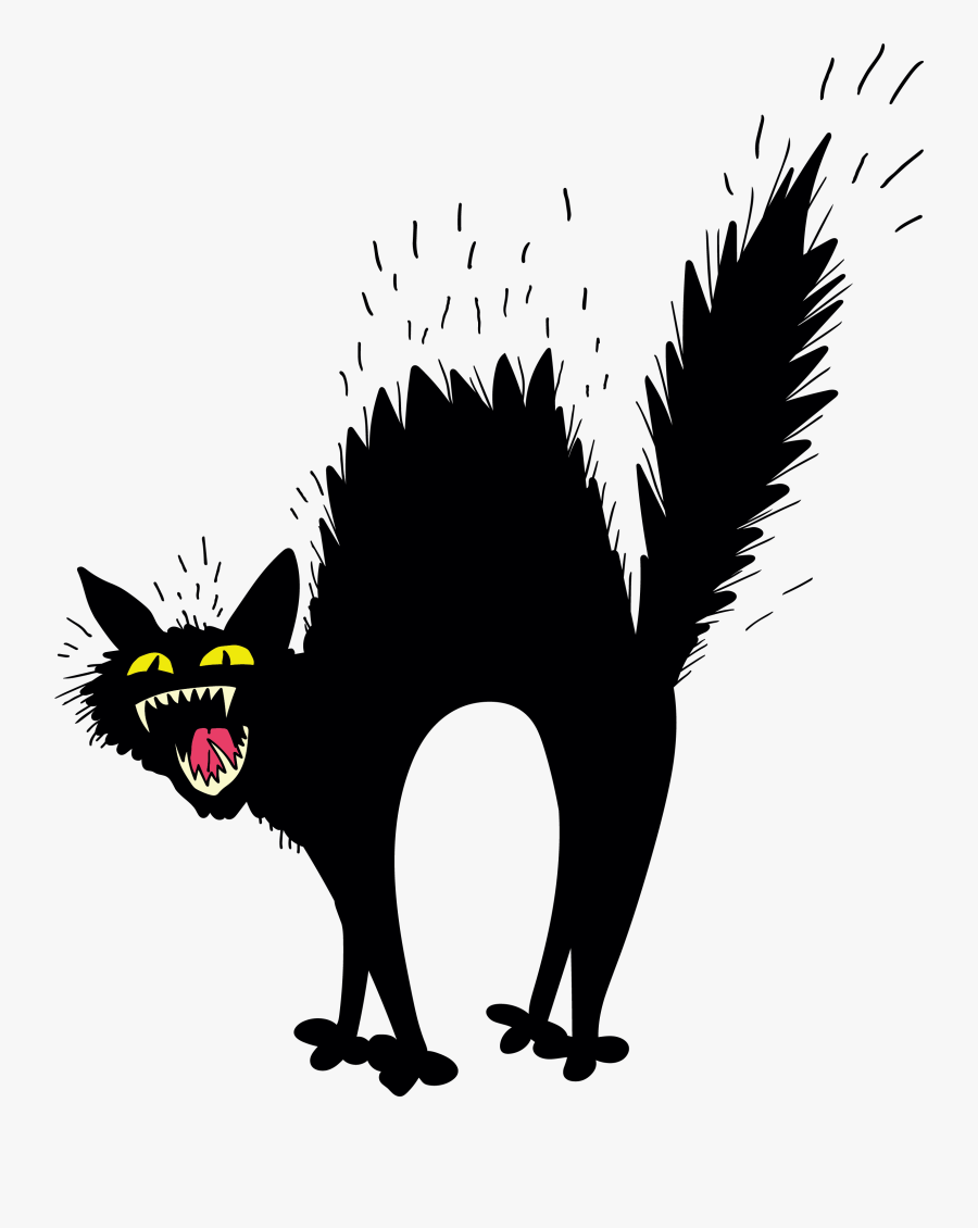 Transparent Scared Clipart - Scary Black Cat Clipart, Transparent Clipart