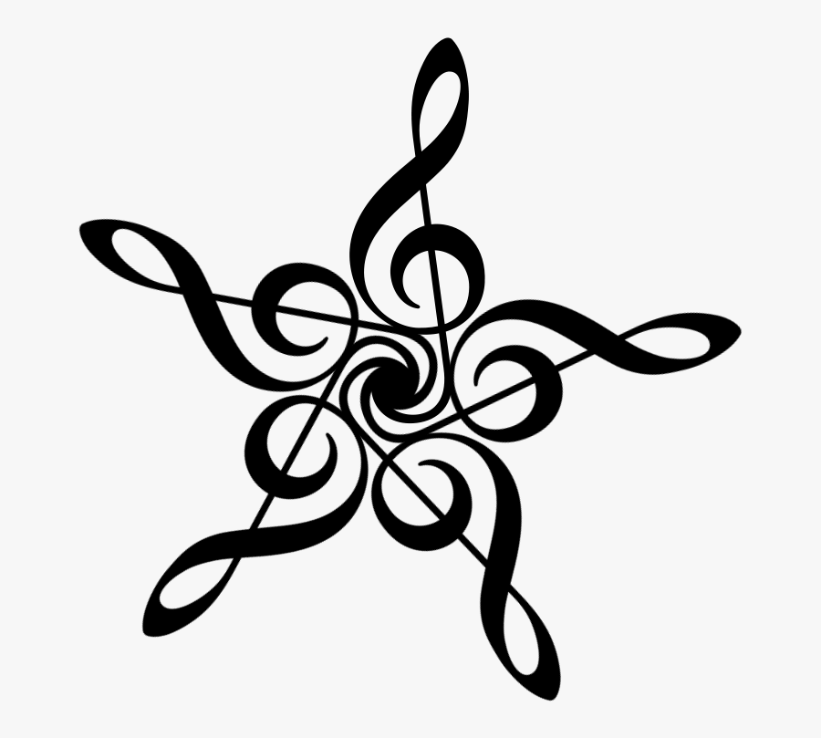 Free Snowflake Music Clipart - Music Clef Star Tattoo, Transparent Clipart