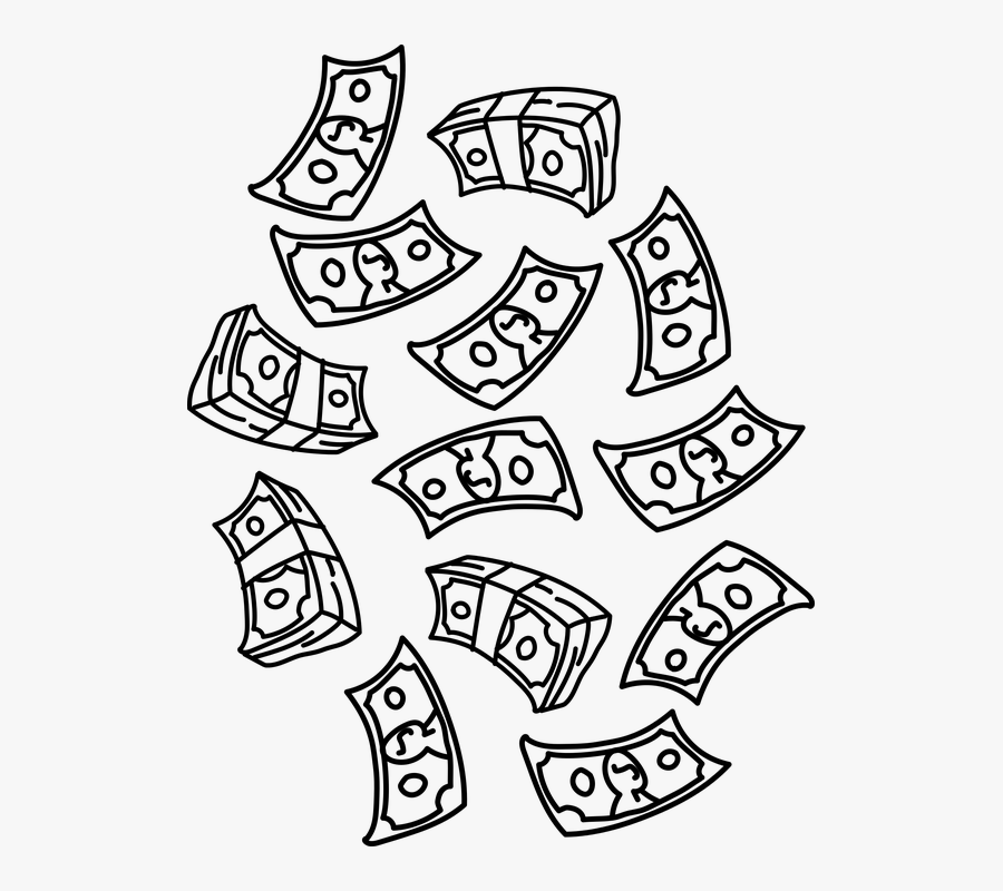 Transparent Raining Clipart - Money Falling Black And White, Transparent Clipart