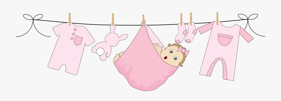 Baby Clipart Girl - Baby Girl Clothesline Clipart, Transparent Clipart