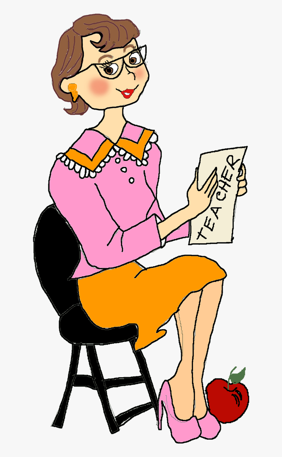 Transparent Teacher Clipart Png - Teacher Sitting On A Chair Clipart, Transparent Clipart