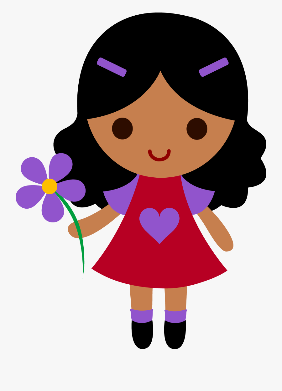 My Clip Art Of A Little Girl Holding A Purple Flower - Little Girl Clipart, Transparent Clipart