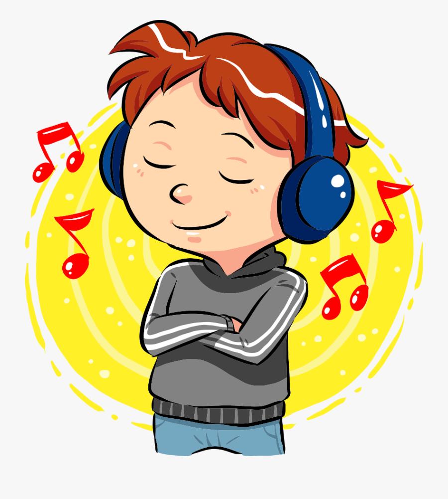 Music Listening Clip Art - Cartoon Listen To Music, Transparent Clipart