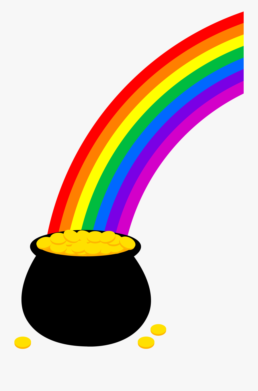 Pot Of Gold With Rainbow Free Clip Art, Transparent Clipart