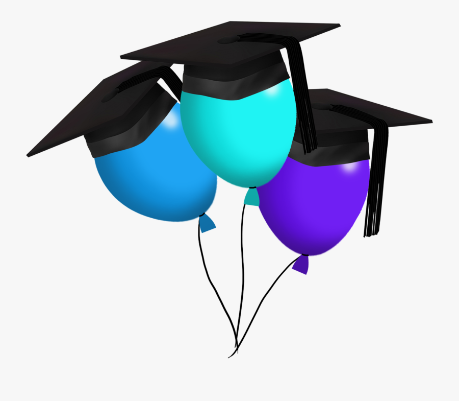 Graduation Clipart With Balloons With Caps - Balloons With Graduation Caps, Transparent Clipart