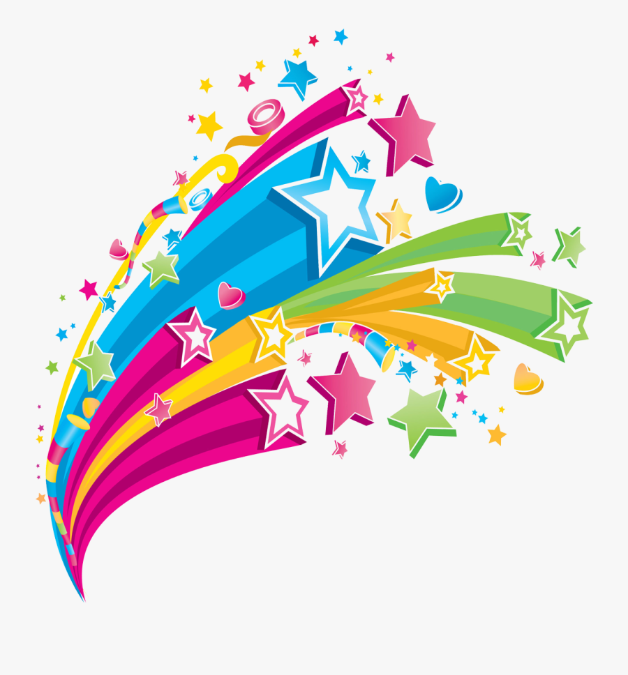 Colorful Stars Vector, Transparent Clipart