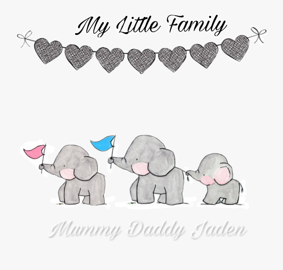 Jaden Elephant Banner Family Elephantfamily Newbaby - Elephant Family Clip Art, Transparent Clipart