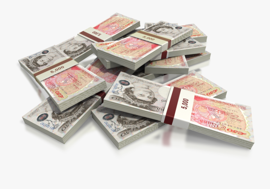 Gb Money - Pile Of 50 Pound Notes, Transparent Clipart