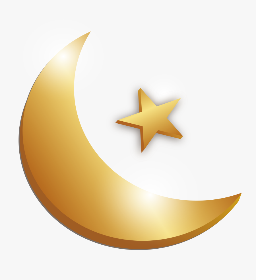 Crescent Clipart Gold Moon - Gold Moon And Star, Transparent Clipart