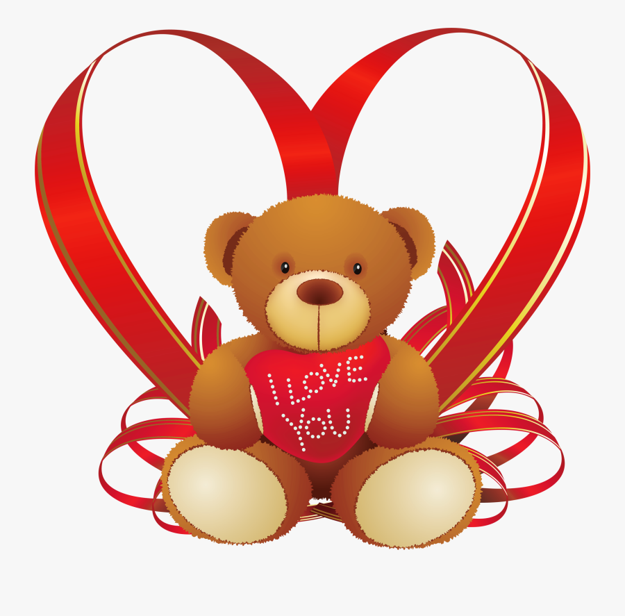 Simple Valentine Bears Clipart Clipart Collection - Teddy Bear With Heart Png, Transparent Clipart