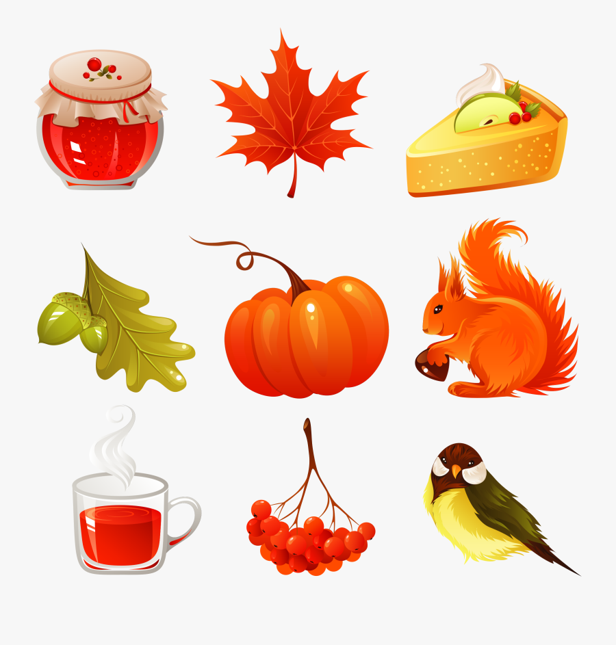 Clipart Vector Autumn Icons Set - Autumn Icon, Transparent Clipart