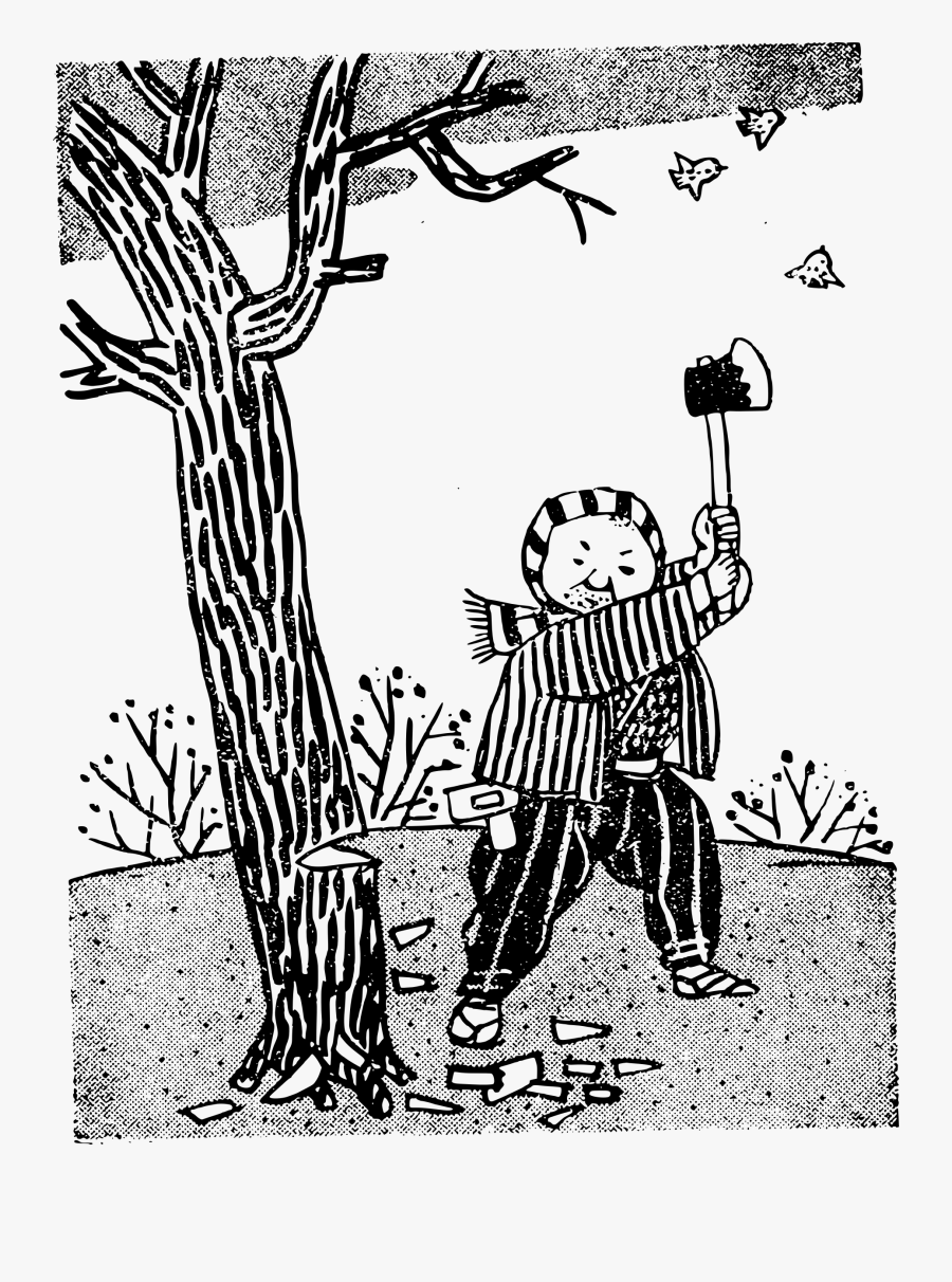 Cutting Down A Tree Clipart Freeuse Library - Clip Art Black And White Cutting Tree, Transparent Clipart