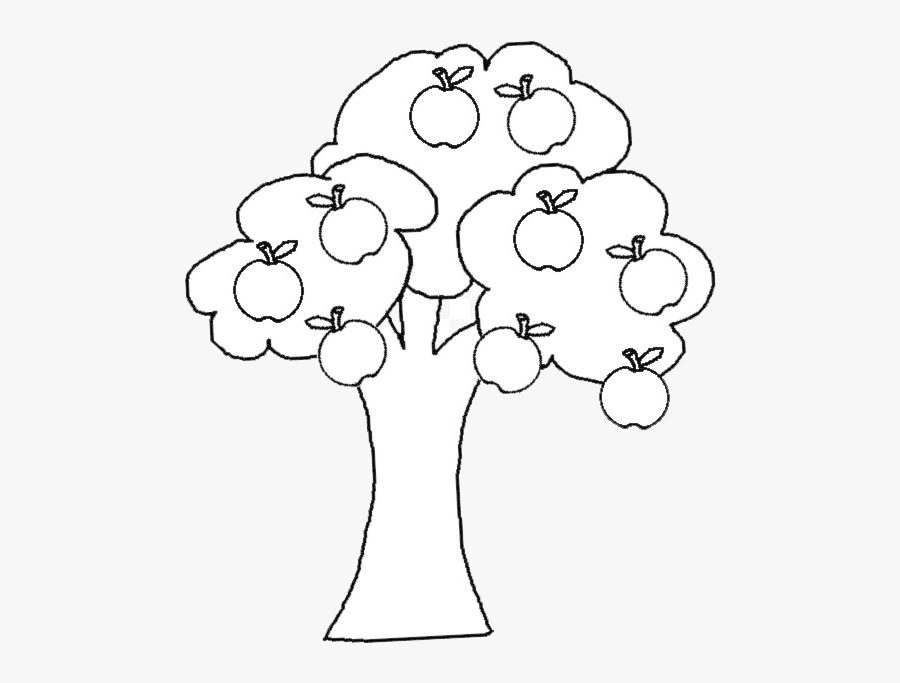 Apple Tree Black And White Cartoon Illustration Of - Colouring Pictures Of Apple Tree, Transparent Clipart