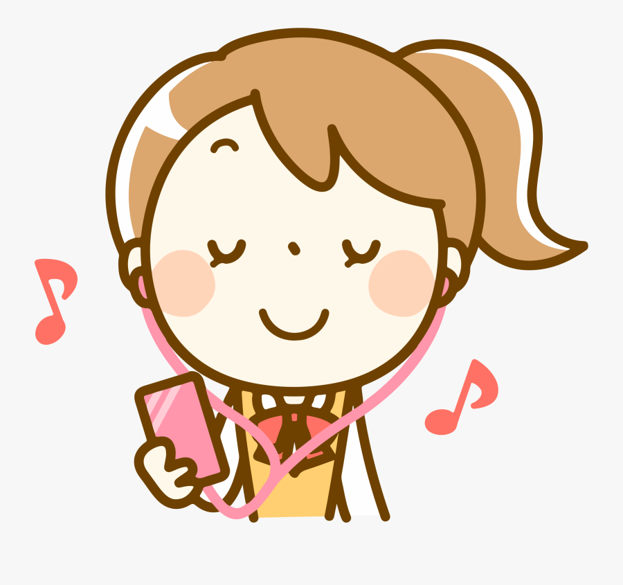 Woman Listening To Music - Cartoon Listen To Music Gif, Transparent Clipart