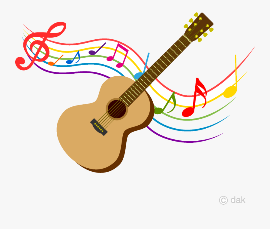 Guitar And Colorful Note Music Clipart Free Picture - Microphone With Music Notes Clipart, Transparent Clipart