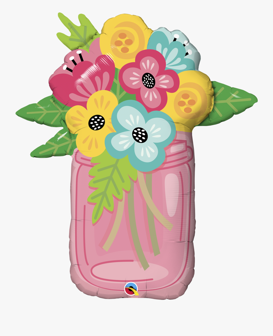 Flowers Clipart Mason Jar - Wedding Mason Jar With Flowers Clipart, Transparent Clipart