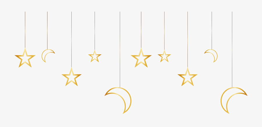 And Stars Gold Painted Pattern Material Moon Clipart - Gold Moon And Stars Png, Transparent Clipart