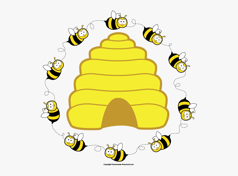 Beehive - Clipart - Bees And Hive Clipart, Transparent Clipart