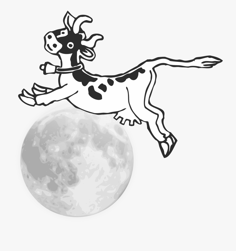 Black And White Stock Cow Jumping Over The Moon Clipart - Cow Jumping Over The Moon Free, Transparent Clipart