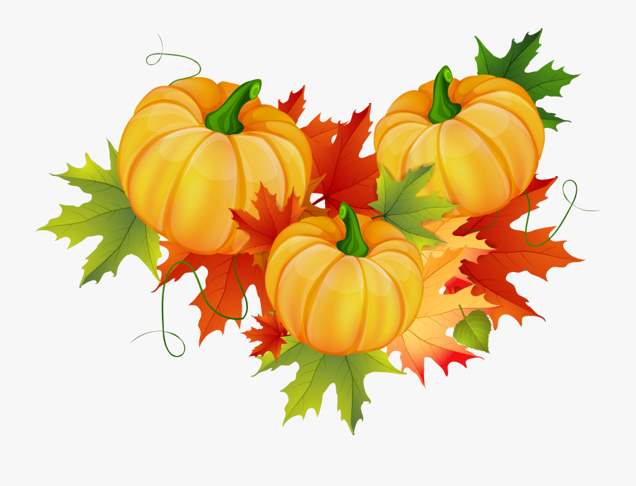 Pumpkin Thanksgiving Clip Art - Transparent Background Fall Leaves Clipart, Transparent Clipart