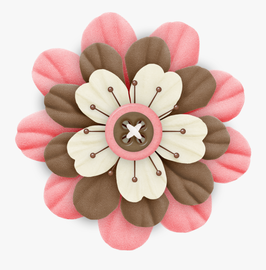 Flower Clipart Brown - Pink And Brown Flower Clip Art Free, Transparent Clipart