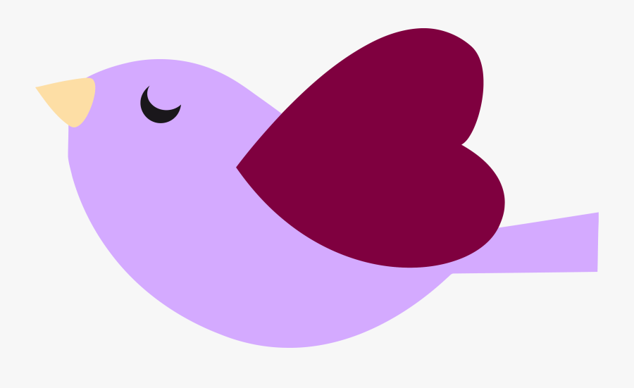 Purple Heart Bird Clipart Png - Cute Birds Clip Art, Transparent Clipart