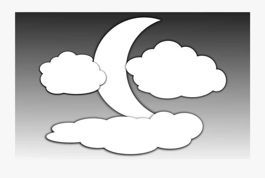 Moon Black And White Moon Clip Art Black And White - Moon And Clouds Clipart Black And White, Transparent Clipart