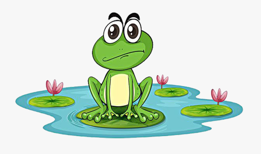 Tree Frogs Clipart - Frog In A Pond Cartoon, Transparent Clipart