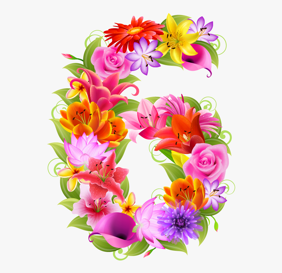 Flower Clipart Number - Transparent Floral Alphabet Clipart, Transparent Clipart